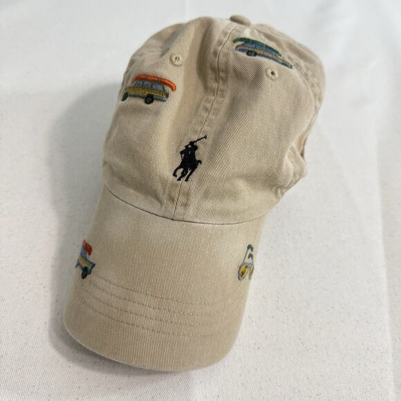 Polo Ralph Lauren Mens Baseball Cap Khaki Embroidered Strapback One Size - Picture 1 of 7